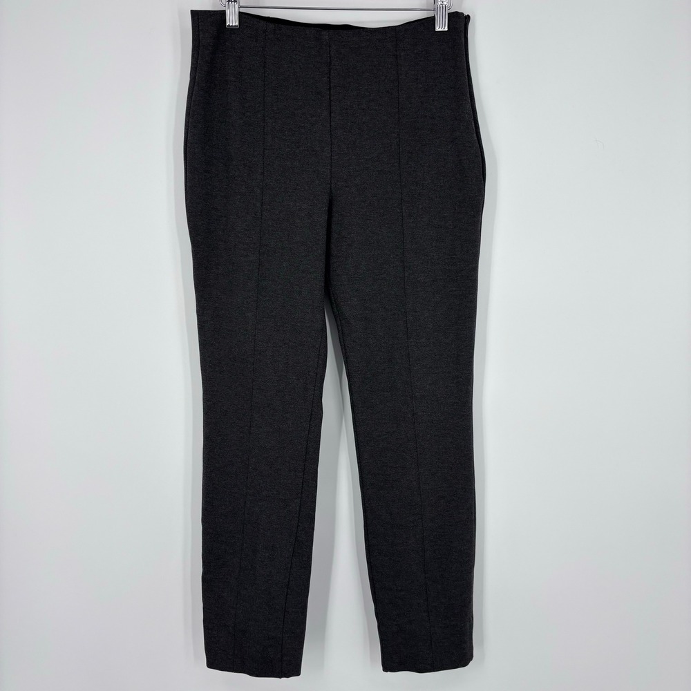 Quince Ultra-Stretch Ponte Straight Leg Pants Women M Charcoal Grey Work Trouser
